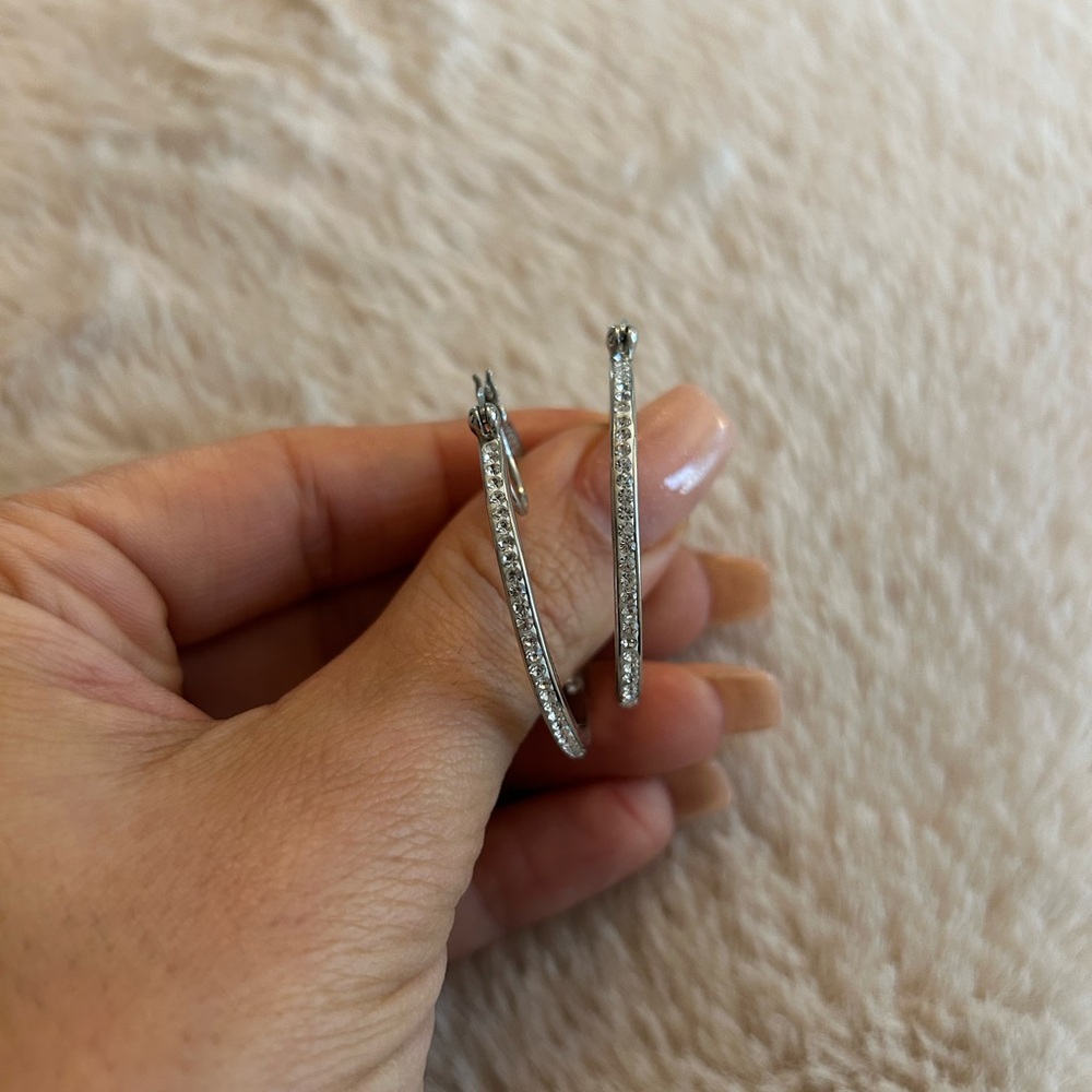 Sparkling Silver Hoop Earrings